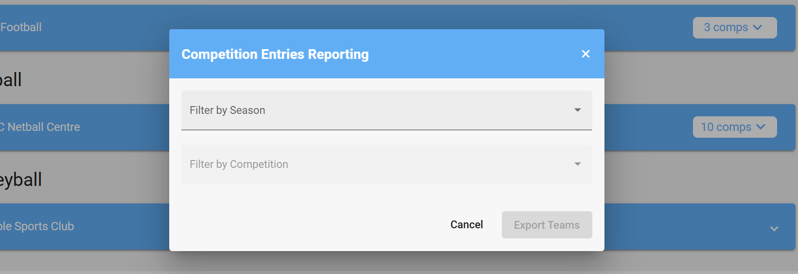 TB CS landing page - export reporting modal.png